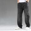 Men's  Loose Jeans Classic Straight Gray Black Business Casual Elasticity Cotton Denim Trousers Plus Size 40