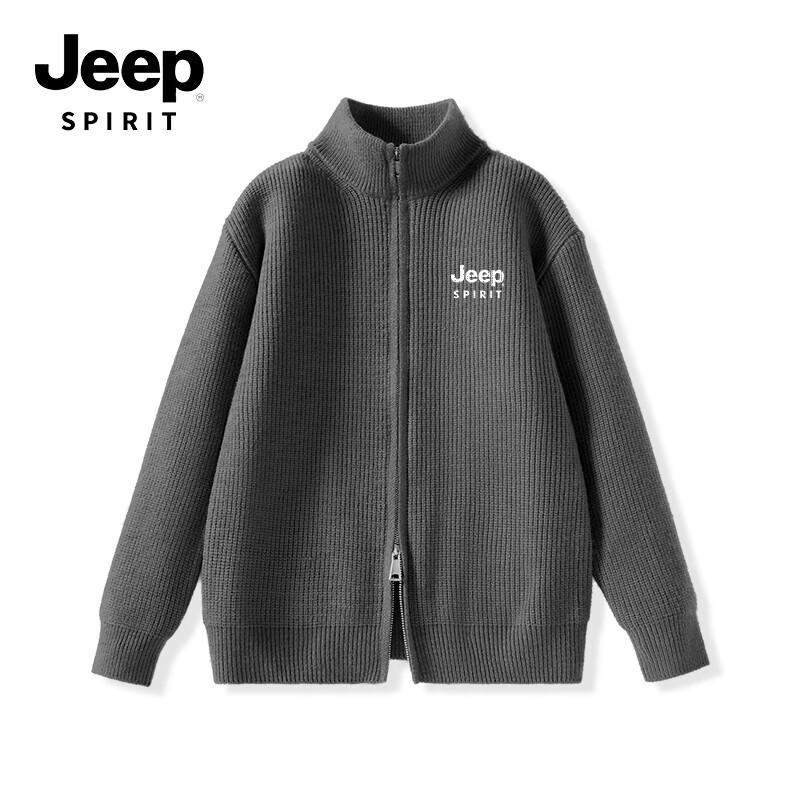 JEEP SPIRIT Men's Heavyweight Knit Stand Collar Cardigan