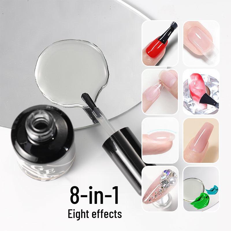 Eight-in-One UV Self-Leveling Nail Art Base & Builder Gel with Ombre Top Coat