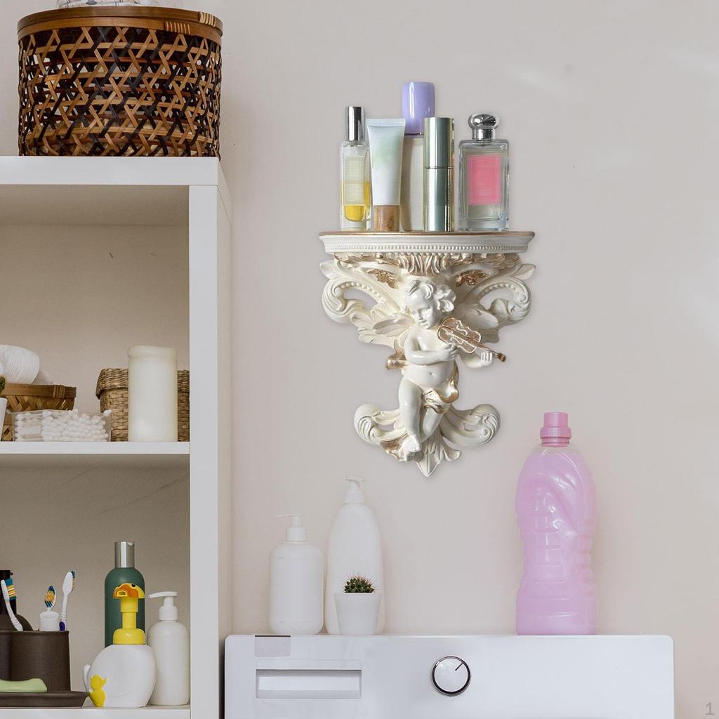 Candleholder Display On Floating Shelf with Angel Figurine for Dining Area
