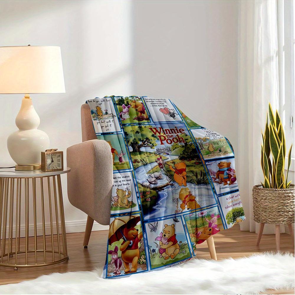1pc Flannel Winnie the Pooh Cartoon Pattern Bed Blanket Sofa Blanket Gift Home Decoration Pillow Cover Cushion Cover ation Birthday Gift