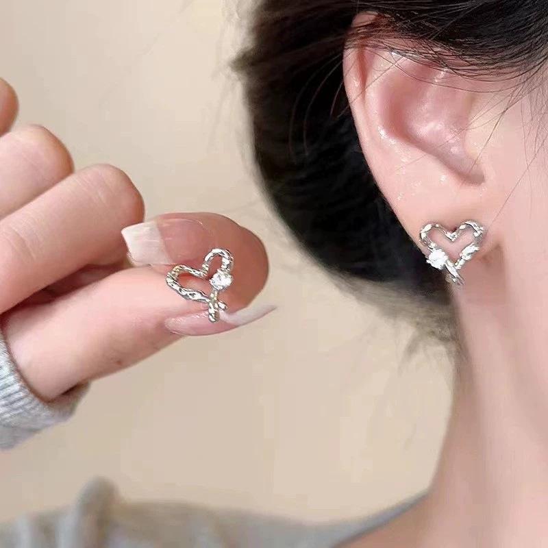 Zircon Metal Studs & Pearl Bow Earrings - High-End, Versatile Statement