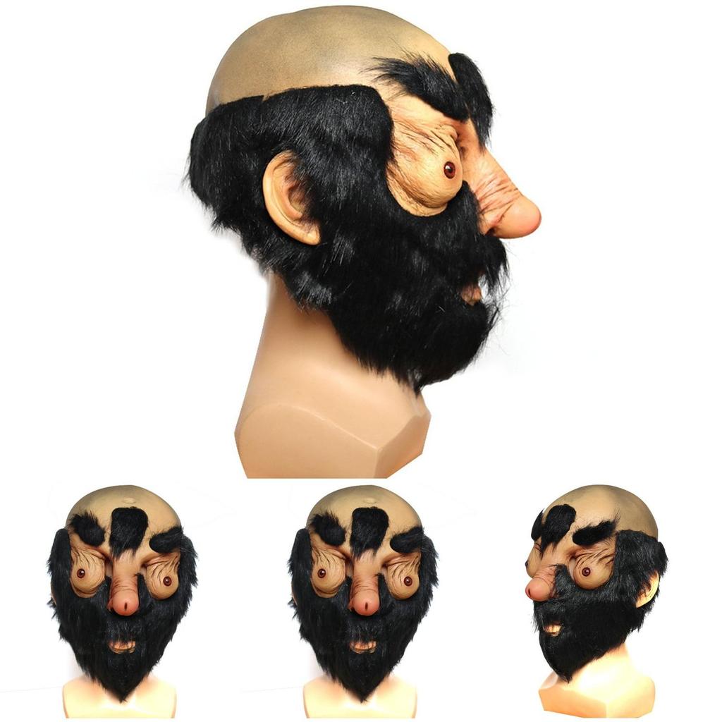Funny Black Hair Mediterranean Face Mask For Halloween Christmas Party Costumes