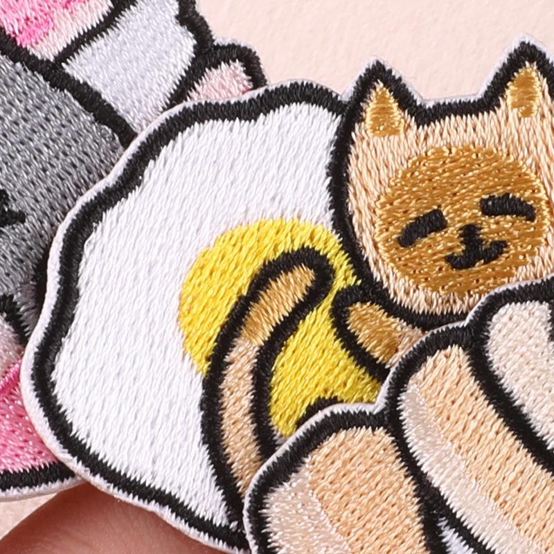 Original Embroidery Sticker Embroidery Label Clothing Accessories Cartoon Cat Animal Badge DIY Patch Cloth Sticker