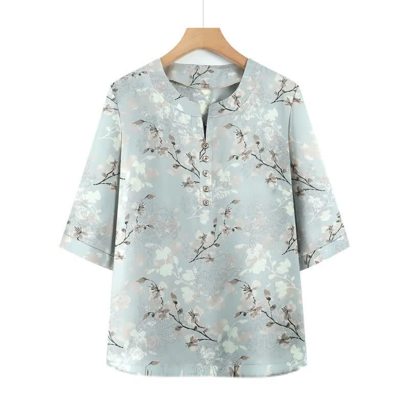 Yuzhaolin Women's Chinese Style Summer Shirt & Pants Set