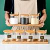 Glass Spice Storage Jar Wood Lid Container Spices Food Cereal Jar Kitchen Salt Candy Cookies Tea Coffee Beans Organizer Bottle