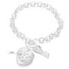 Hand Bracelet Silver Alloy Hand Bangle Heart-Shaped Pendant Chain Crystal Jewelry Decoration