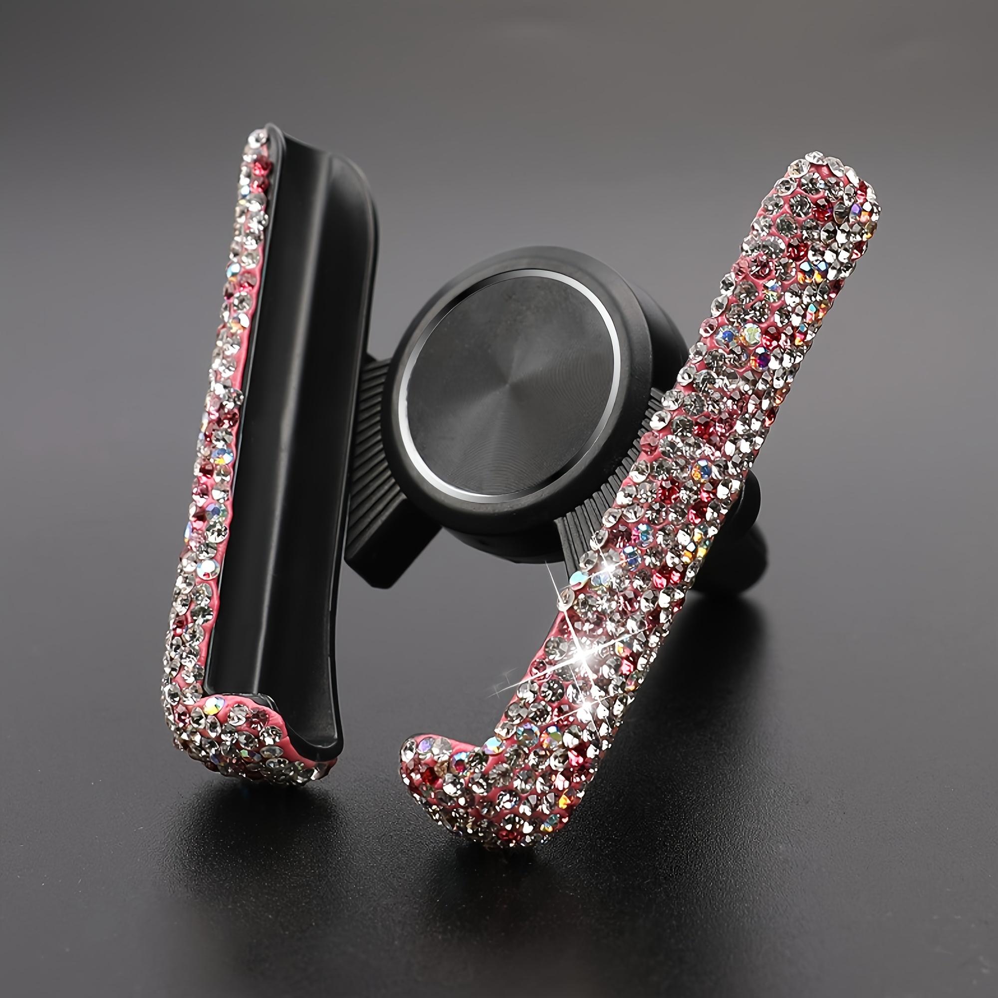 

Блестящий держатель для телефона в автомобиль с бриллиантами, регулируемое крепление на вентиляционное отверстие для удобной навигации, подходит для большинства транспортных средств розовый