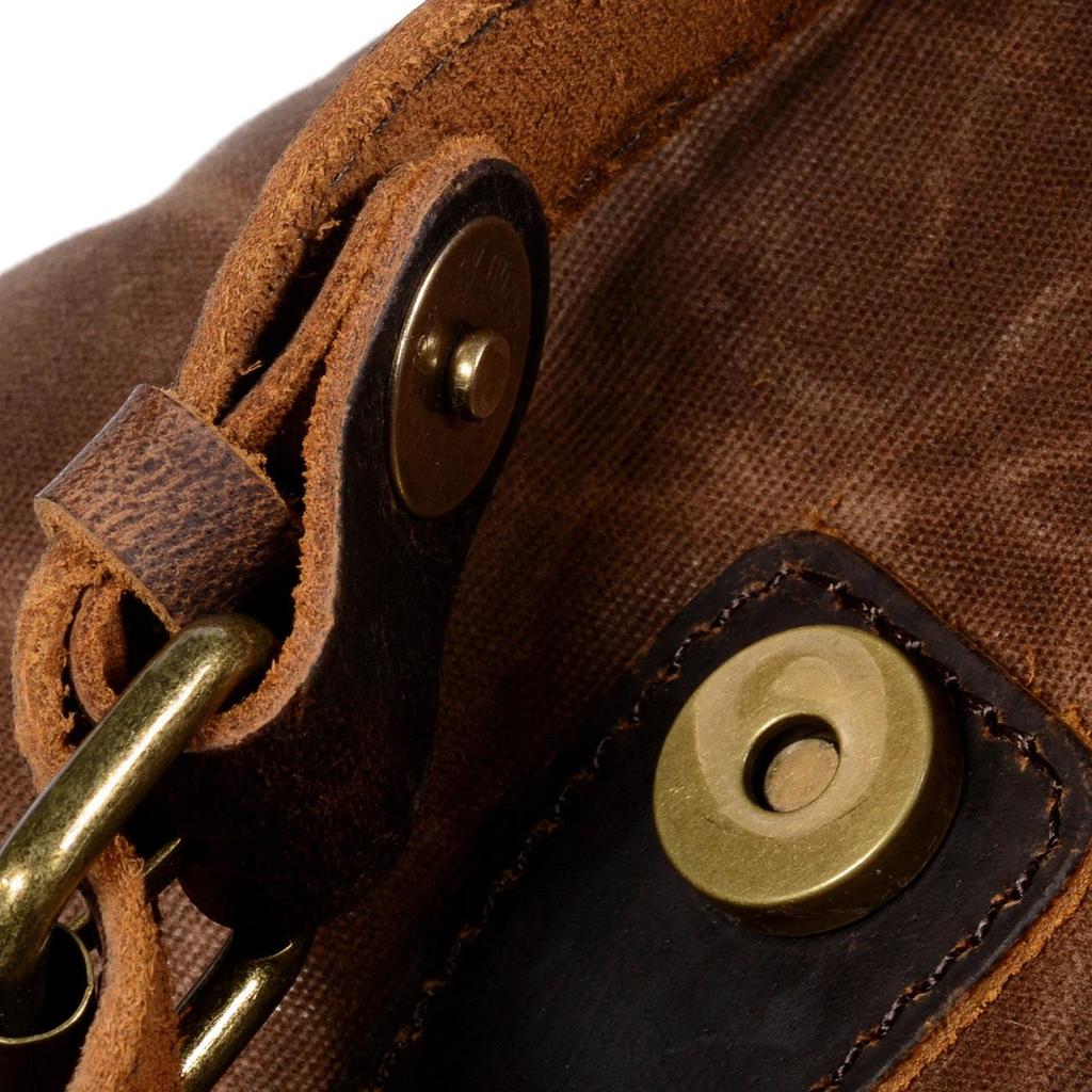 Retro Waxed Canvas Backpack - Men's Trendy Large-Capacity Shoulder Bag for Travel and Student Use.