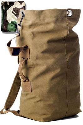 KIRIRU Mochila Masculina Lona Simples Grande com Capa de Chuva Tamanho da Capa, Design, Capacidade, Uso Militar/Outdoor, Capacidade de 20L/30L, Impermeável, (Bege