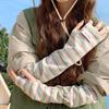 Striped Arm Sleeve for Men Women UV Protection Long Fingerless Gloves
