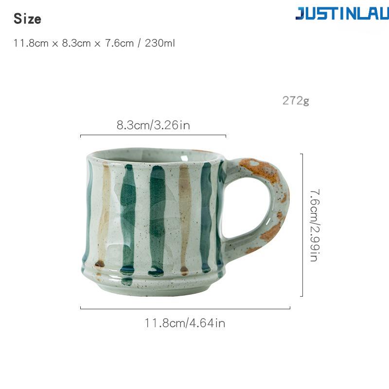 Ins Style Coffee Cup with High Aesthetic Value Handmade Ceramic Cup and Plate Cup with Straw Coffee Cup Set Kawaii Cup 230ml