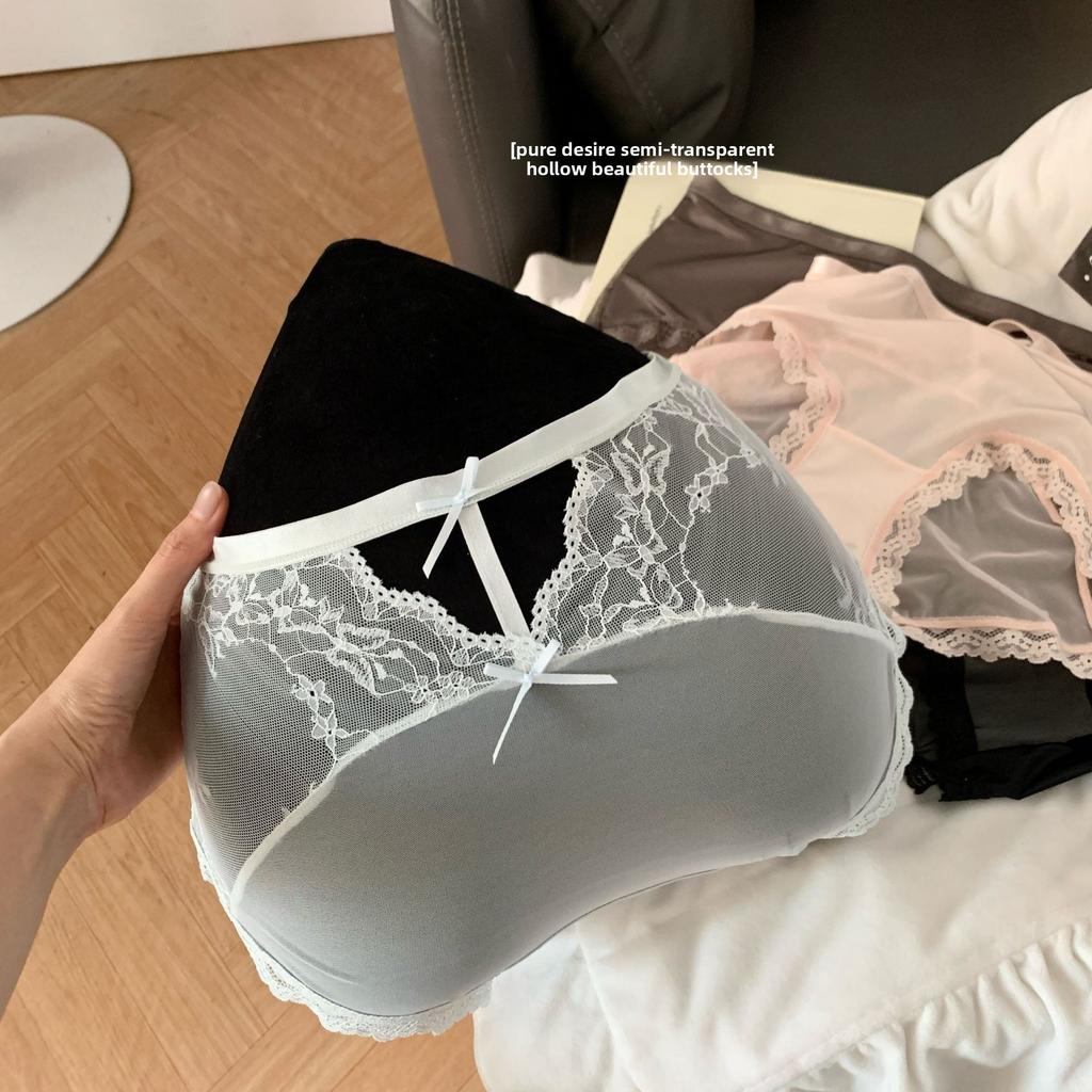 Ladies Summer Sexy Hollow Lace Extended Antibacterial Crotch Waist Triangle Briefs