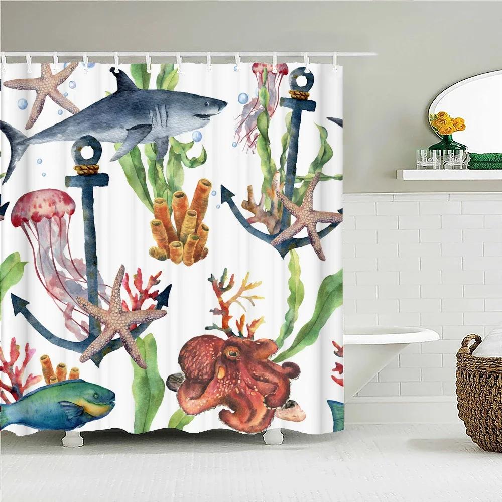 Creative Shower Curtains Printed Ocean Turtle Waterproof Bathroom Curtain Home Decor Polyester Bath Shower Curtain With Hooks