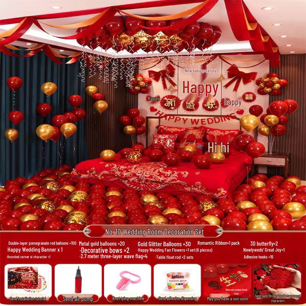 Romantic Wedding Bedroom Balloon Decoration Set for Groom and Bride
