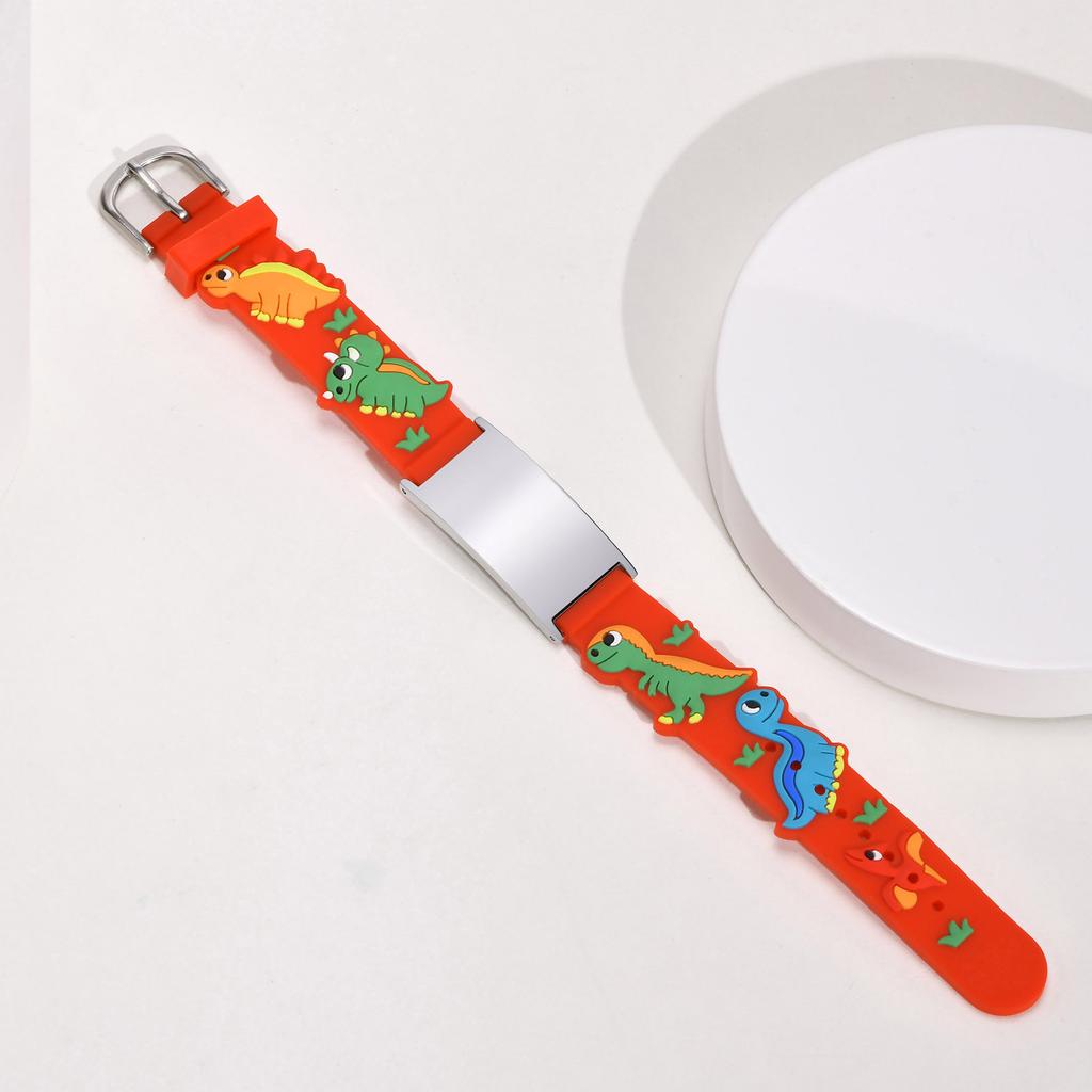 Free Personalized Custom Name ID Bracelet for Boys Girls, Cartoon Silicone Adjustable Wristband, Engraved Jewelry Gift for Kids