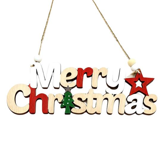 Christmas Ornament Wooden Hanging Santa Snowman Merry Christmas Decor Wood Red Xmas Tree Ornament for Holiday Home Decor