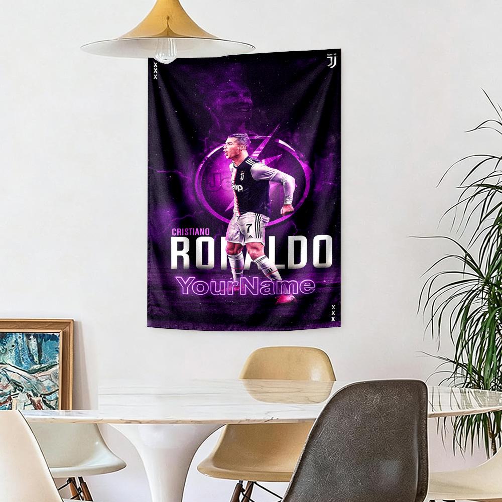 Cristiano Ronaldo Custom Your Name Wall Decor Tapestry Art For Pet Memorial Birthdaywedding Party Backdrop Family Gift