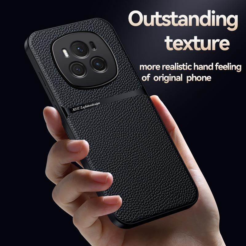 Pouzdro For Honor Magic6 Pro Magnetický držák do auta Kožené pouzdro na telefon For Honor Magic 6 Pro 6Pro Měkký silikonový zadní kryt odolný proti nárazům