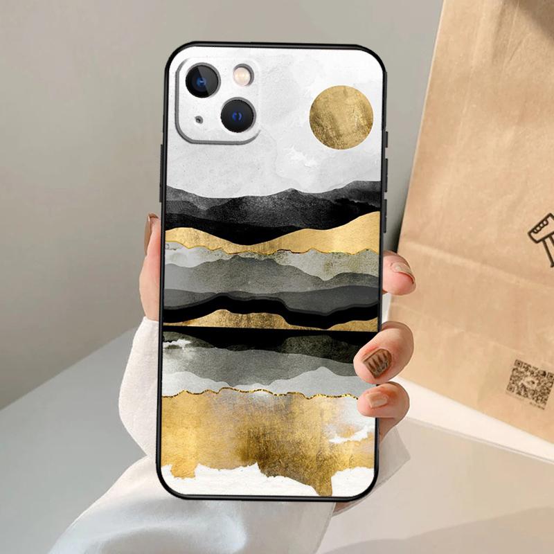 Gold Landscape painting Phone Case For iPhone 17 Air 16 15 14 11 12 13 Pro Max 12 13 mini 15 16 Plus 16e Cover Coque