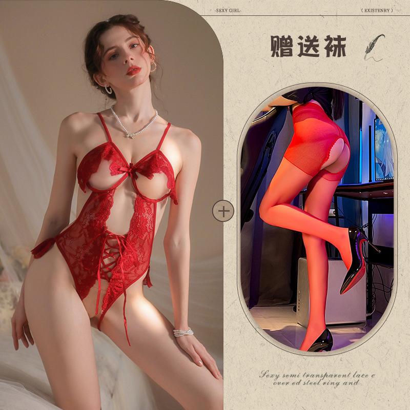 Underwear small chest onesie sexy lace open gear free uniform temptation pajamas