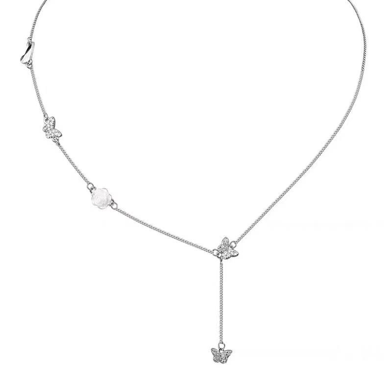 

Camellia Butterfly Necklace Female Temperament Versatile Daily Autumn and Winter Sweater Chain Tide Jewelry Female