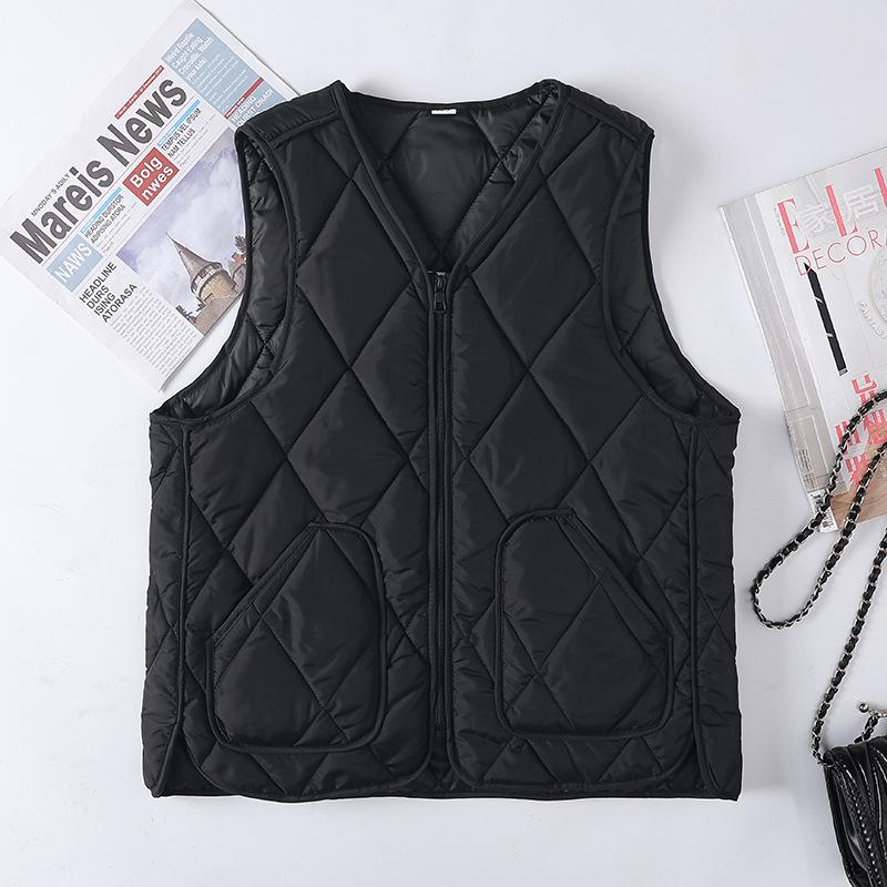 Crew neck quilted warm windproof vest down cotton vest cotton top warm jacket new autumn and winter