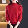 Women's Warm Cashmere Sweater with Embroidered Half-High Collar - Autumn/Winter Fashion Base Layer