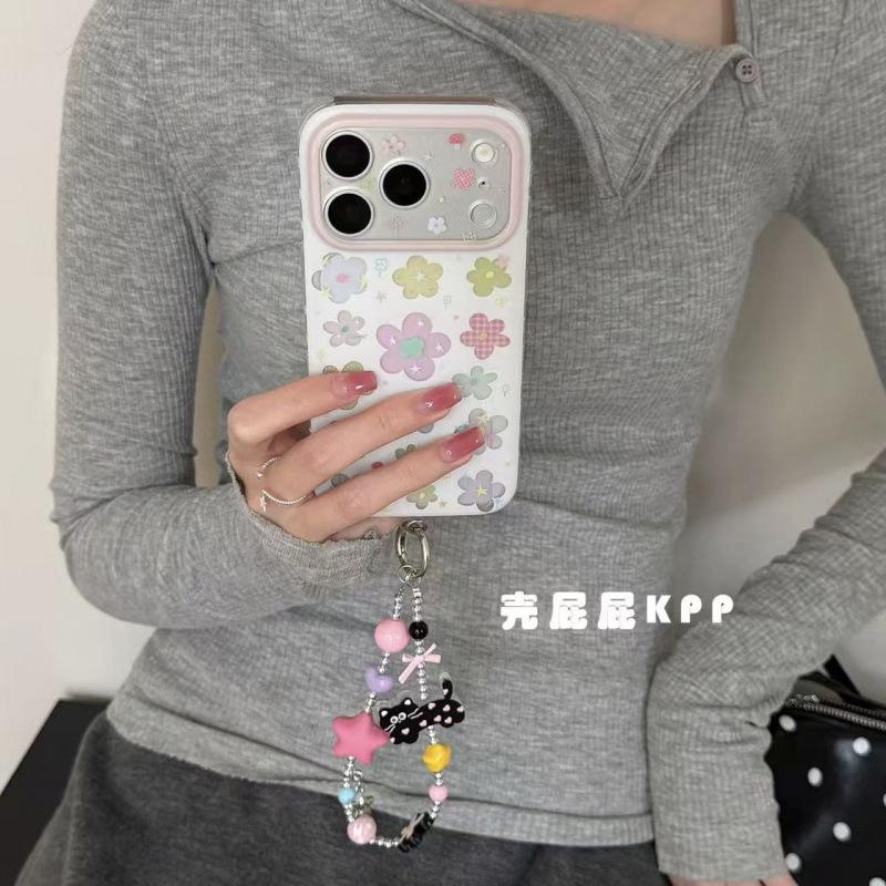 ins full screen pink flower girl chain for iPhone17promax Apple 16 mobile phone case 15 women