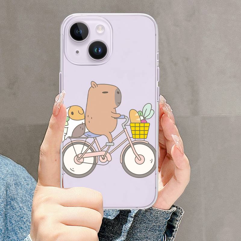Roztomilé pouzdro na telefon Capybara pro iPhone Mini 11 12 13 14 15 XPlus Pro Max SE XR Transparent Shell