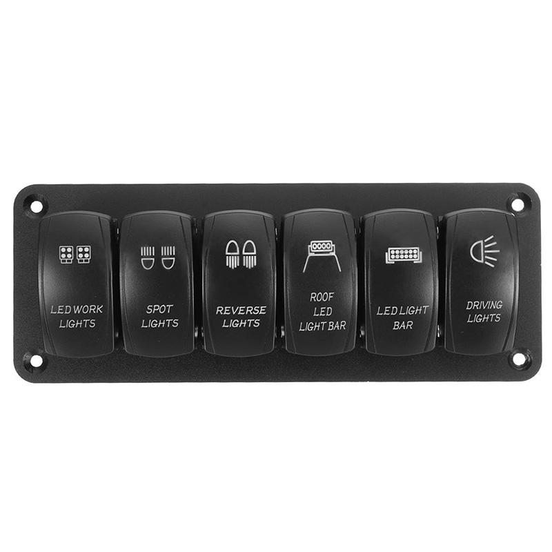 6 Way Car Truck Boat RV Aluminum Rocker Switch Panel Housing Holder Mount