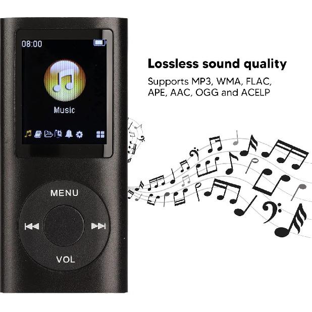 MP3 Player With 1.8 Inch LCD Screen, HiFi Lossless Sound Slim Portable Digital Audio Player for Students, Support Expandable Memory