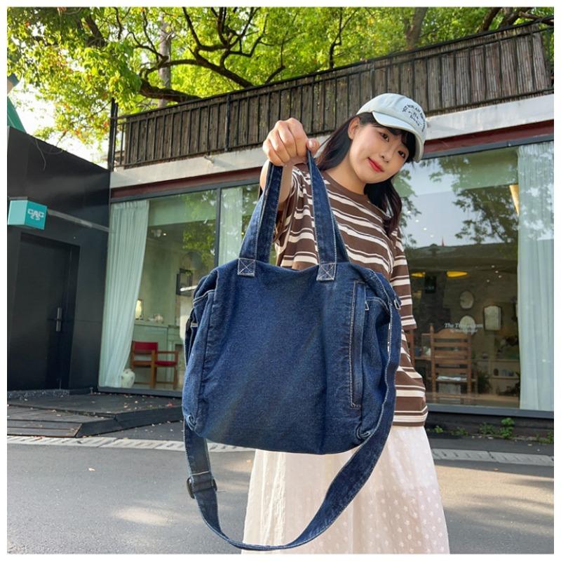 Waschene Denim Sling Bag für Damen, Große Kapazität, Einzelne Schultertasche