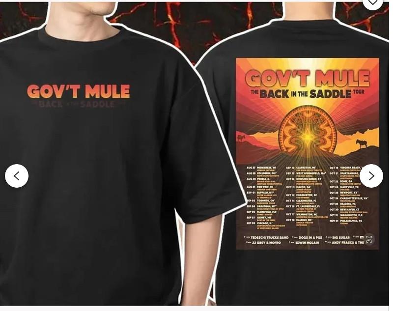 T-shirt Unisexe Gov’t Mule Back In The Saddle Tour 2025 Dates de Tournée.