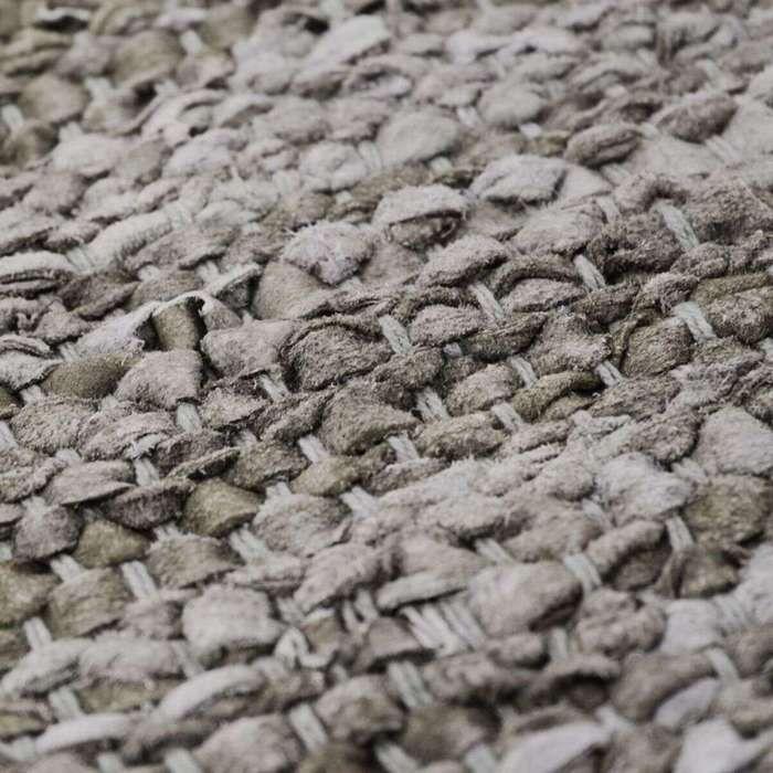 Tapis salon en cuir tressé gris taupe 60x120