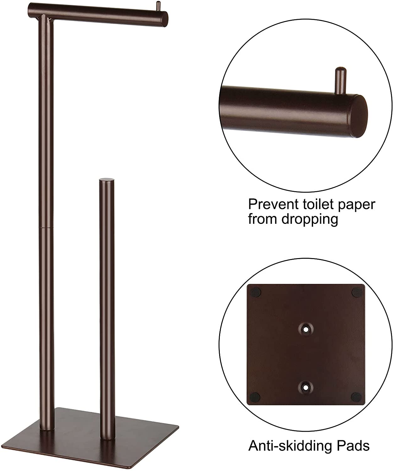 Industrial Toilet Paper Stand Holder Freestanding Bathroom Paper Roll Dispenser коричневый