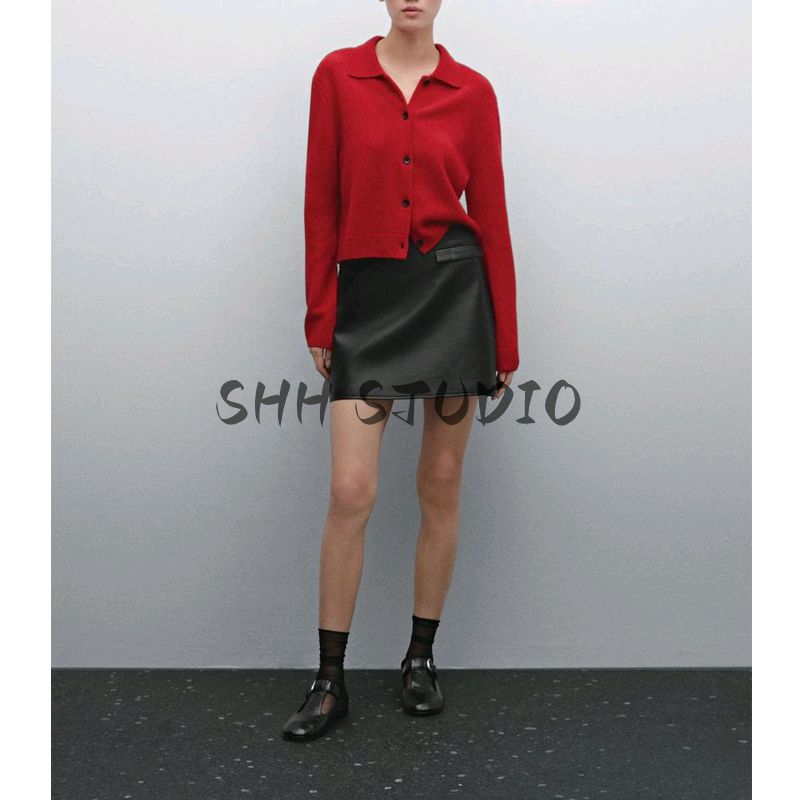 MD Spring New Women's Clothing French Style Retro Casual Long Sleeves Standard Collar Wool Blend Cardigan 6002800