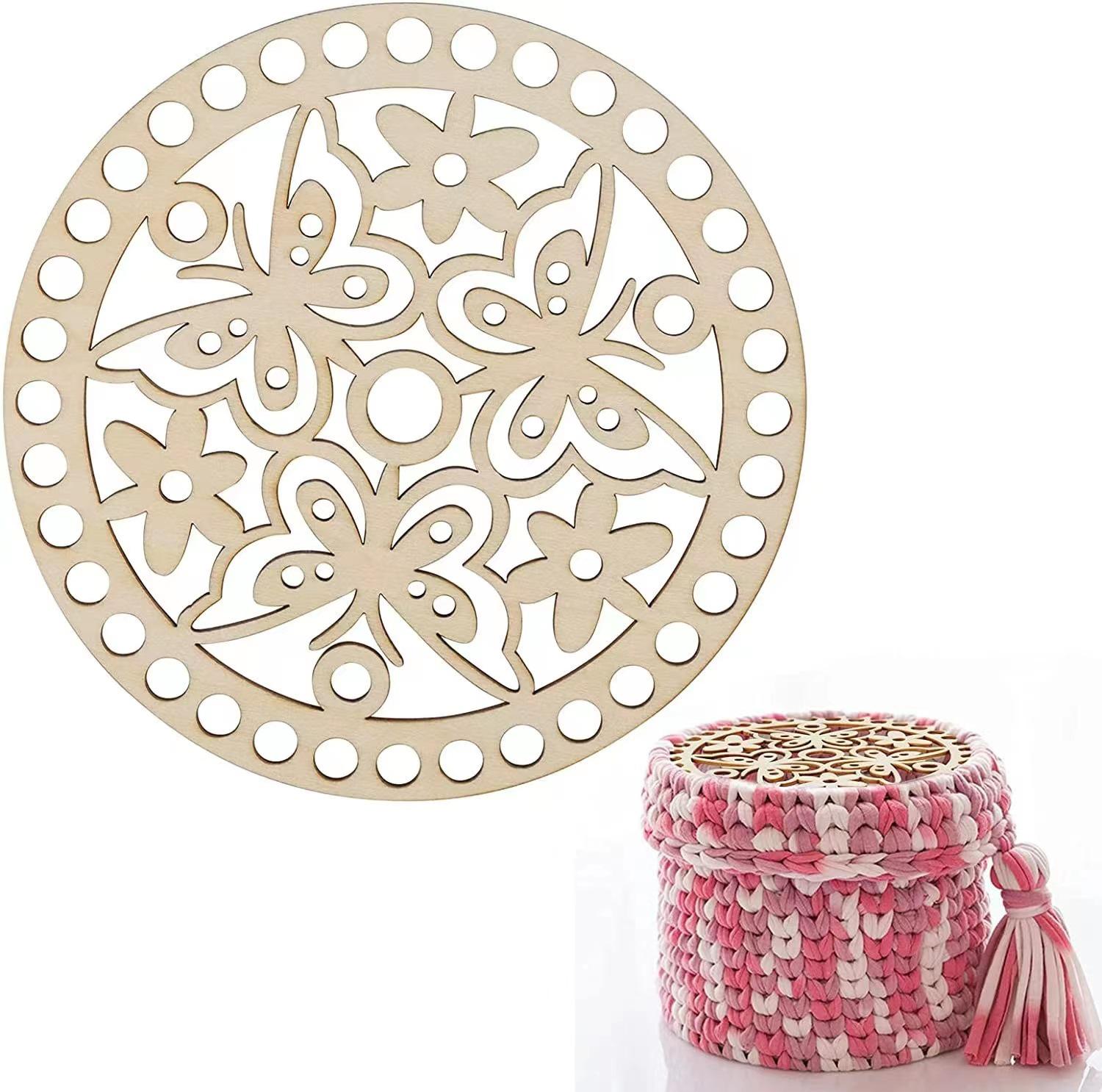 

DIY Wooden Crossbody Bag Base with Woven Cover Diameter 15cm