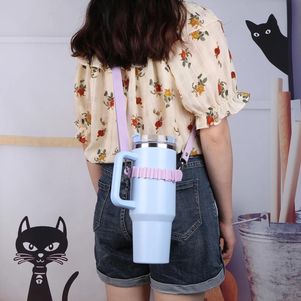 Hands Free Thermos Cup Holder Silicone Ring Water Bottle Lanyard Water Bottle Carrier  Outdoor