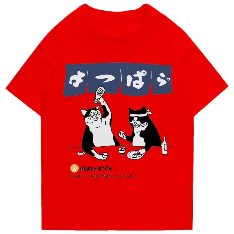 Summer High Quality Men's Cotton T-shirt Street Fashion Harajuku Style T-shirt Japanese Cartoon Pattern Short Sleeve Top