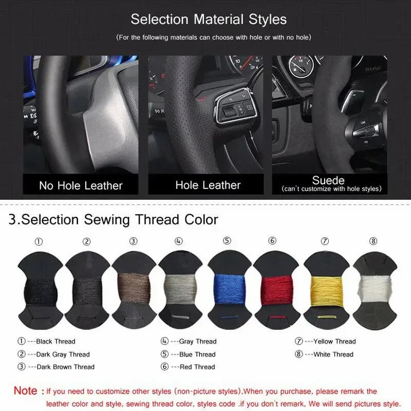 For BMW E70 X5 2006-2013 E71 X6 2008-2014 Hand Stitched Non-slip Car Steering Wheel Cover Braid Leather Car Interior