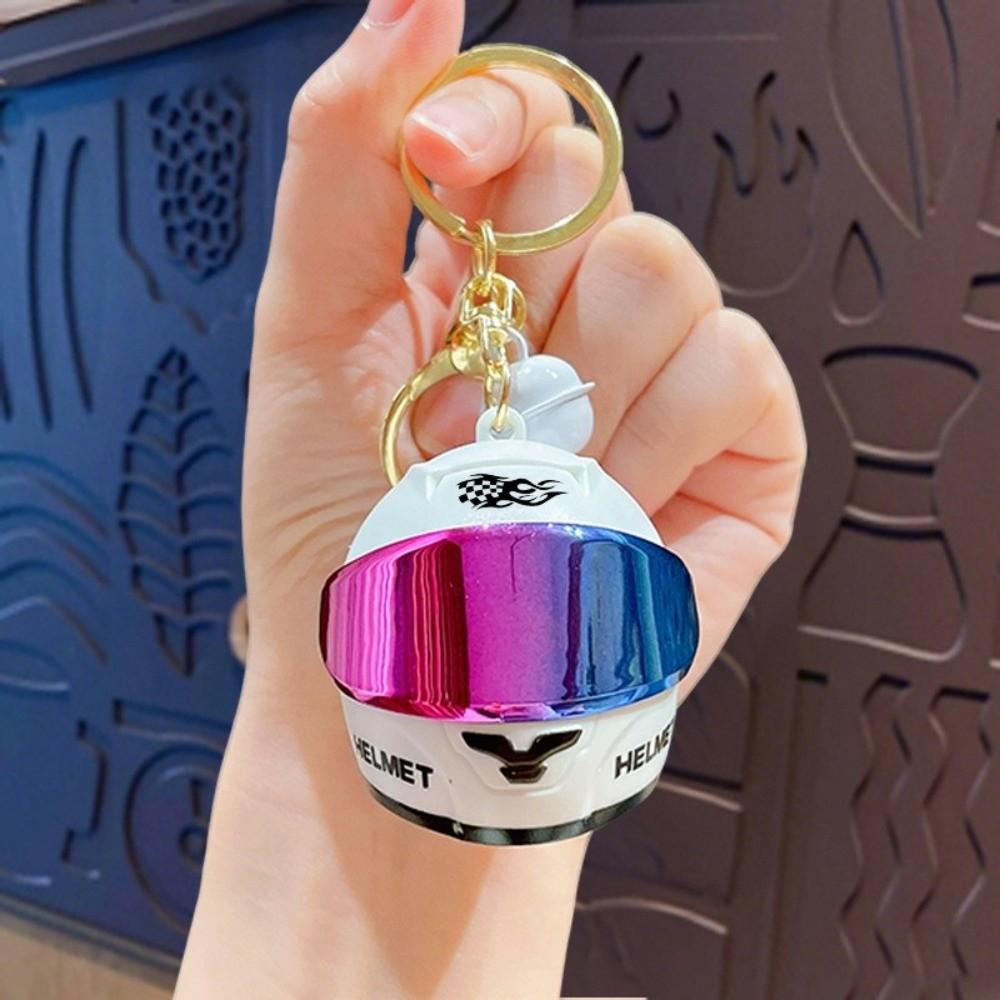 Matte Motorcycle Helmet Keychain Luminous Key Ring Fashion Key Pendant Backpack