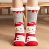 Winter Christmas Themed Women Lamb Fleece Floor Socks, Adult Non-Slip Indoor Snow Socks for Home Carpet