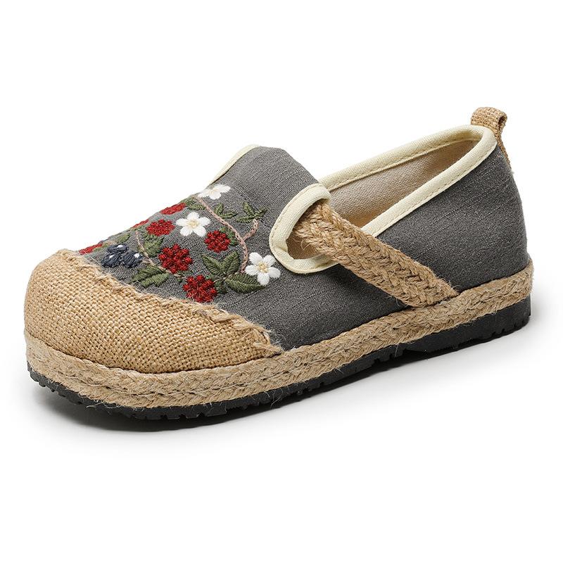 

Женская обувь, модная обувь, интернет-знаменитости, этнический стиль, вышитые туфли, ретро-туфли с круглым носком и мелким горлом 40 серый