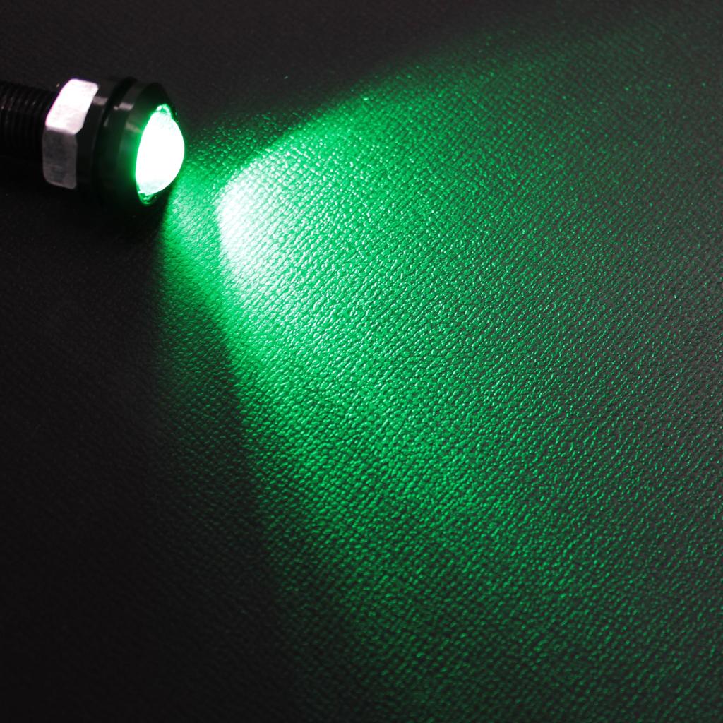 [Pack of 2] Waterproof Large LED Spotlight, Green, , 0.7 Inches (18 Mm) (Silver Socket)