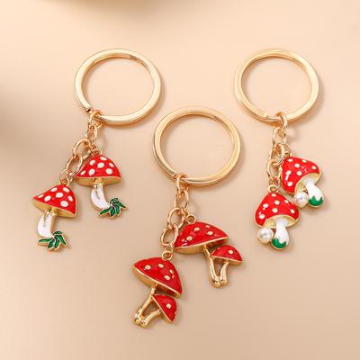 Cute Enamel Mushroom Keychain Women Girls Key Ring Pendants for Handbag Decor DIY Key Holder Jewelry Gifts