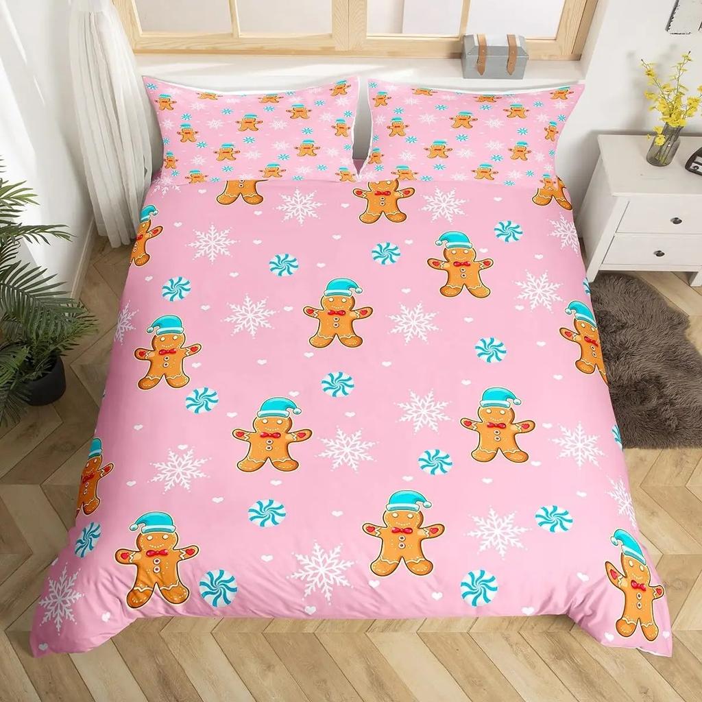 Christmas Duvet Cover Cartoon Santa Claus Deer Bedding Set for Kids Girls Teens Room Decor Quilt Cover XMAS Tree Comforter Cover