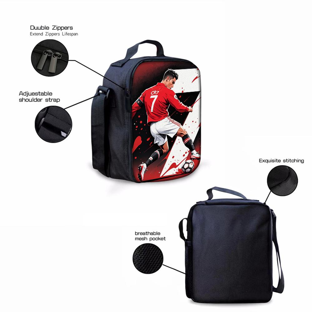3pcs Football Flame Print Backpack Lightweight Daily Large Capacity School Bag Travel Bag with Shoulder Bag Pencil Bag Gift