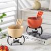 Porcelain Hot Pot Set Chocolate,Cheese Fondue with Candle Holder Kitchen Accessories for Dessert Service