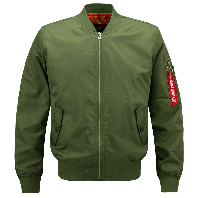 Plus Size Men's MA-1 Pilot Jacket - Sporty Stand-up Collar Casual Wear